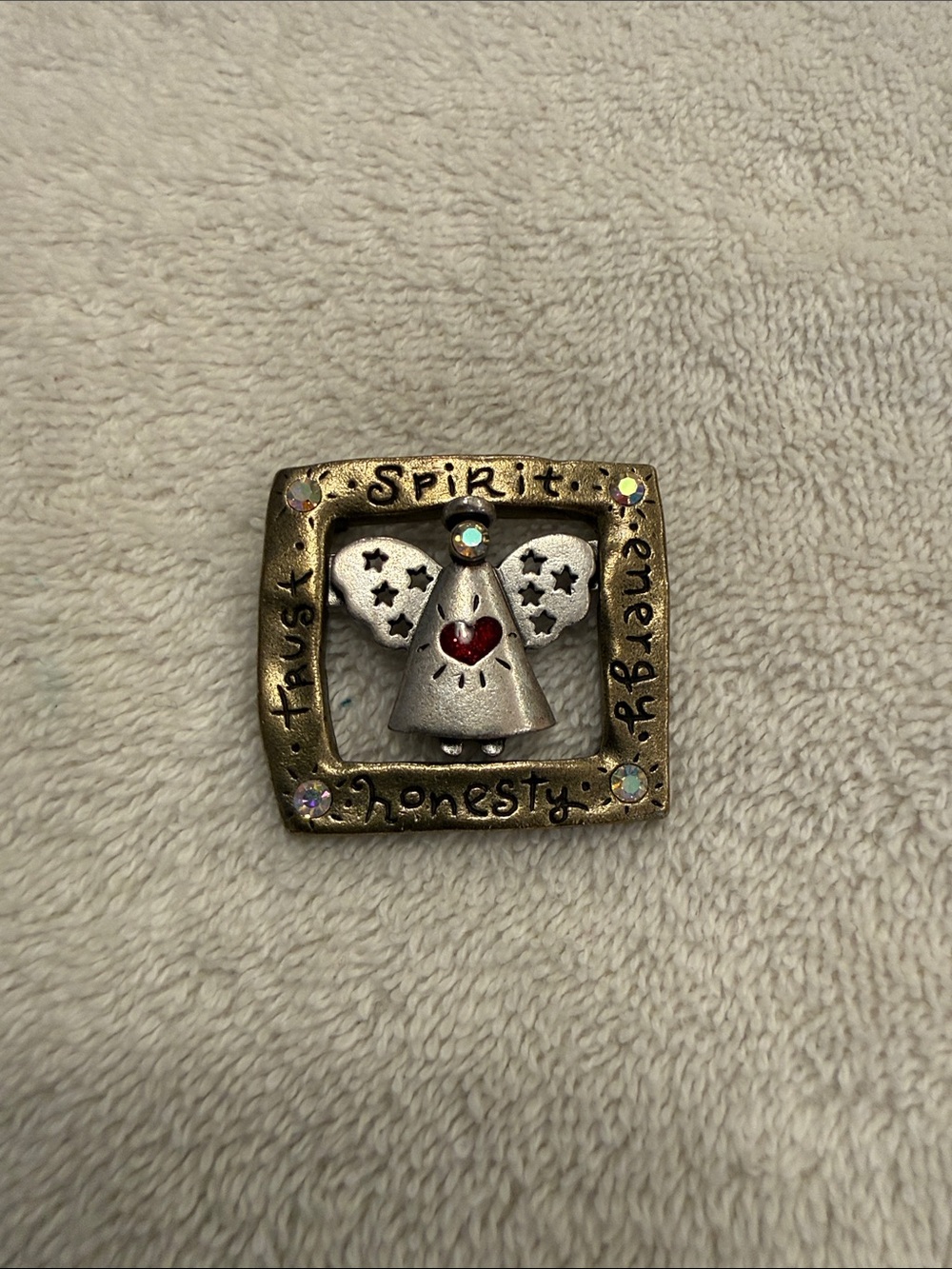 Mixed Metal Angel Crystal Broach